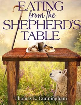 A book cover with an image of a table and sheep.